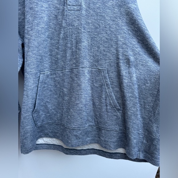 Vince Textured Double Knit Henley Heather Blue Cream Cotton Hoodie Size Large - Picture 8 of 16